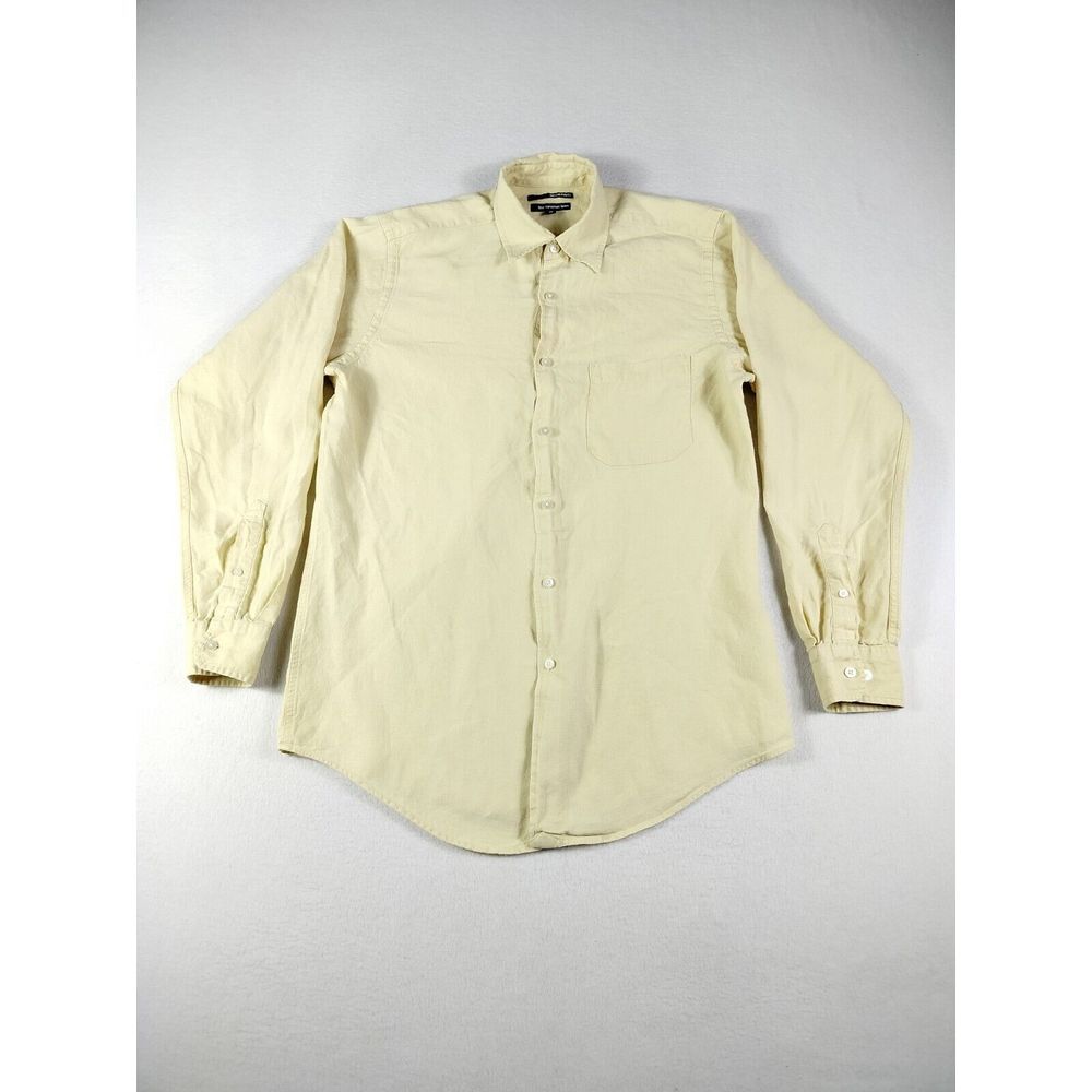 Murano Shirt Men's Medium Yellow Button Up Linen Classiccore Normcore Breathable